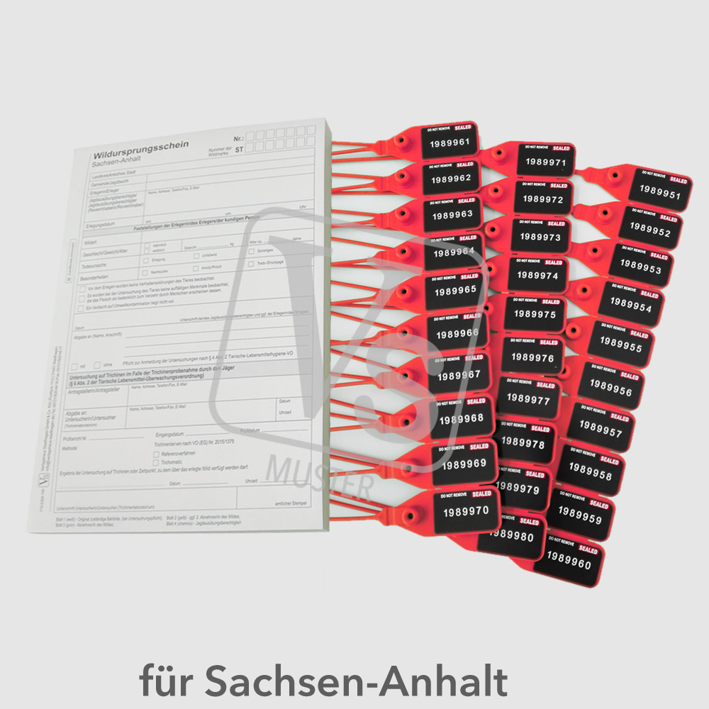 Wildursprungsscheine & Wildmarken Set LSA