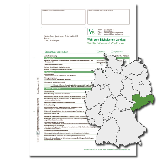 Bestellschein zur Landtagswahl für Wahlschriften & Vordrucke