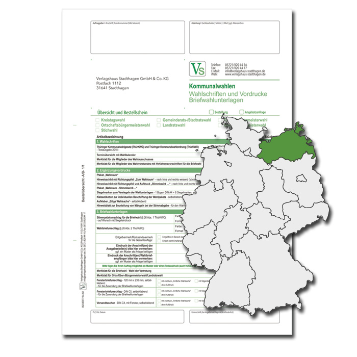Bestellschein zu den Direktwahlen für Wahlschriften & Vordrucke und Briefwahlunterlagen