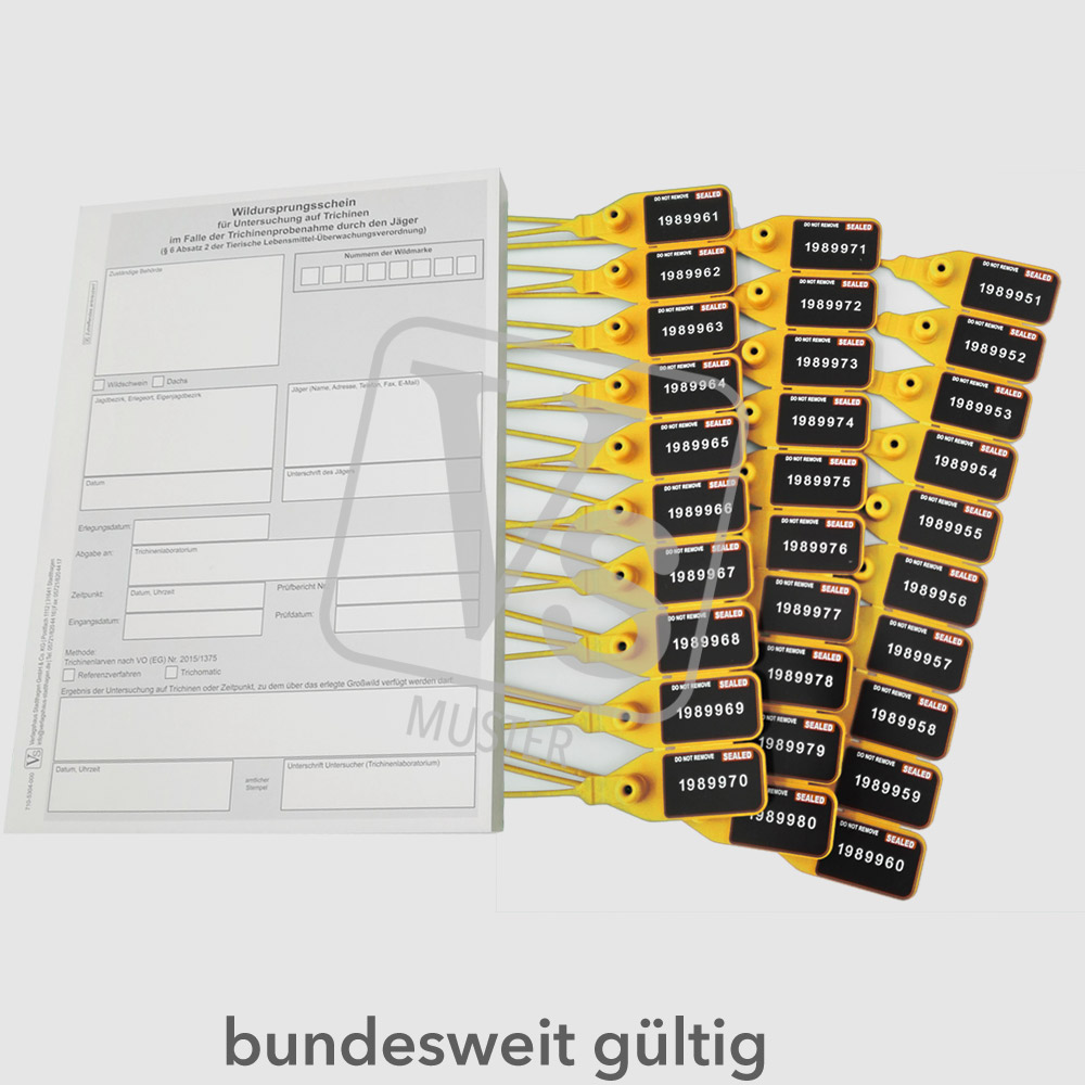 Wildursprungsscheine & Wildmarken im Set