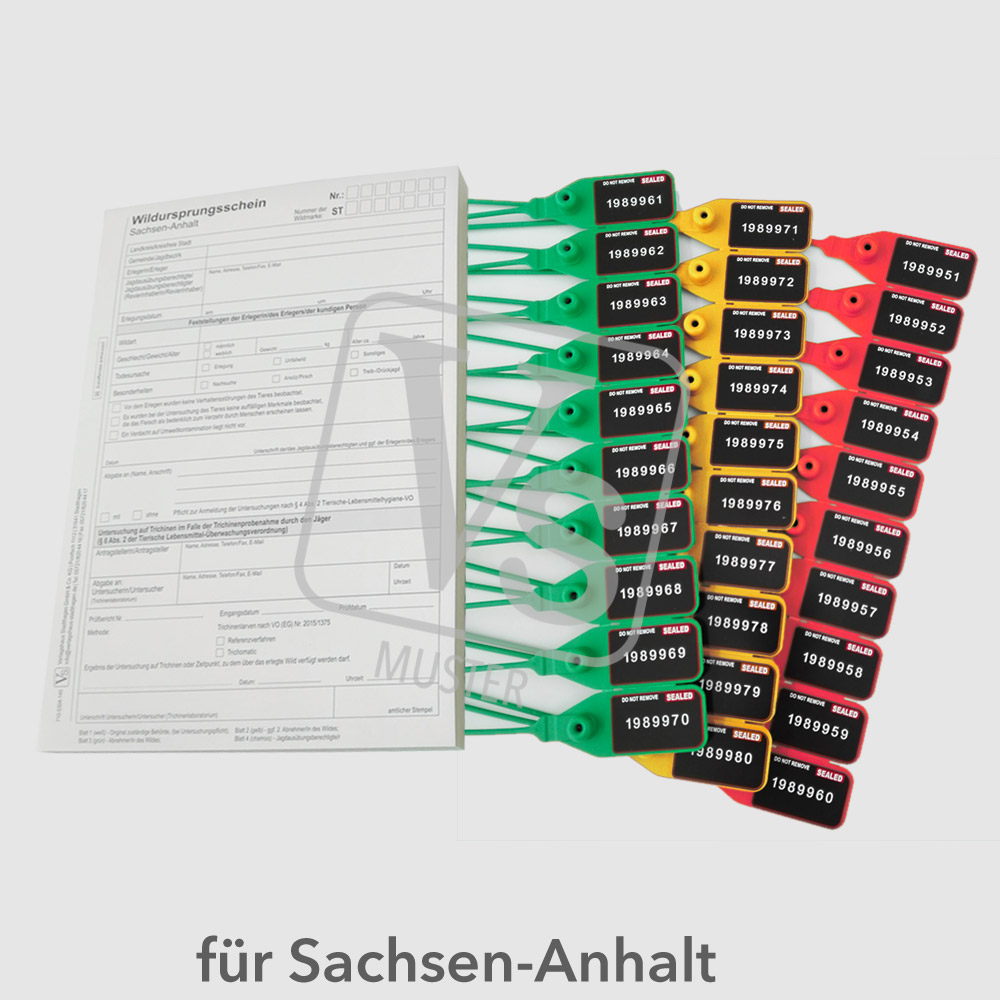 Wildursprungsscheine & Wildmarken Set LSA