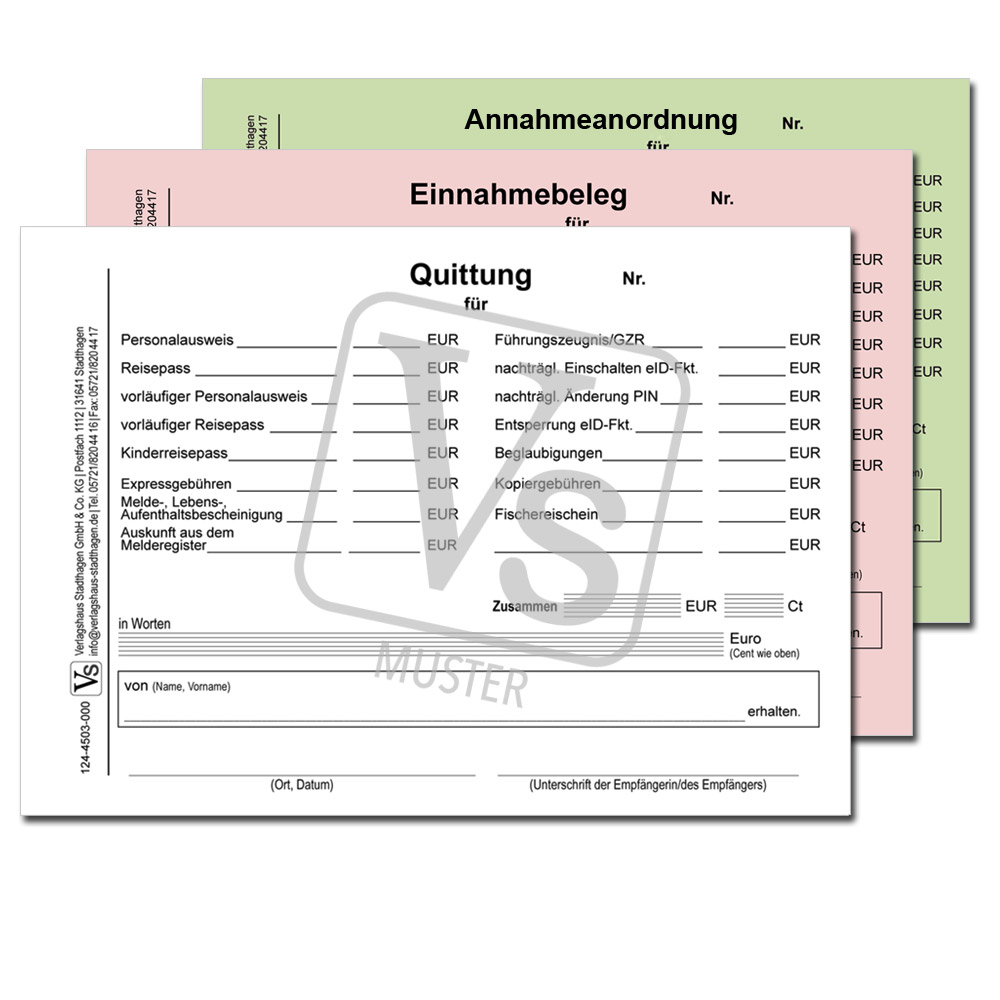 Quittung / Einnahmebeleg / Annahmeanordnung über Gebühren des Einwohnermeldeamtes