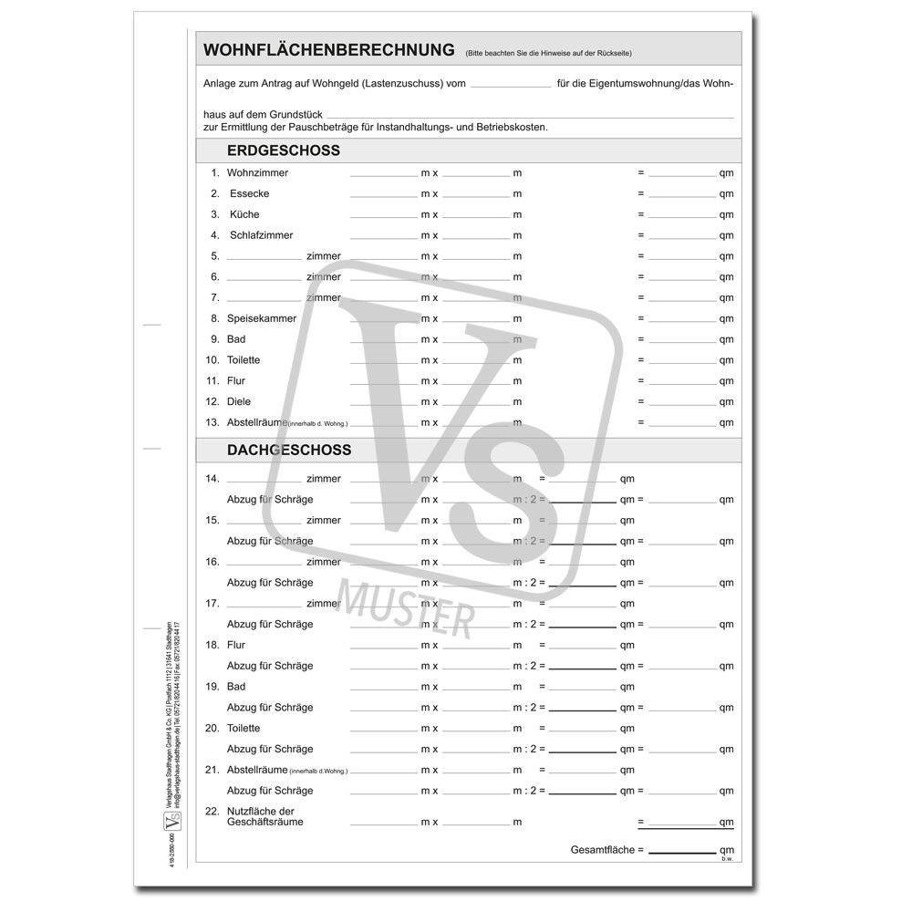 Wohnflächenberechnung (Lastenzuschuss)
