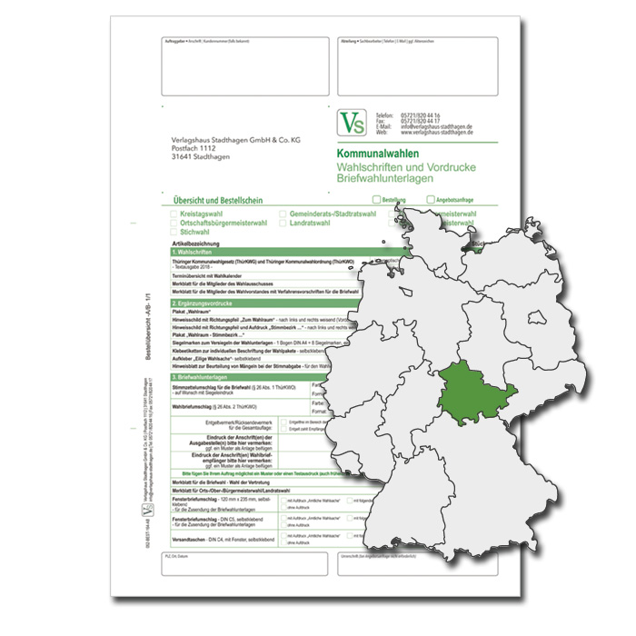 Bestellschein zu den Direktwahlen für Wahlschriften & Vordrucke und Briefwahlunterlagen