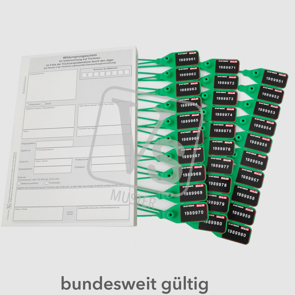 Wildursprungsscheine & Wildmarken im Set