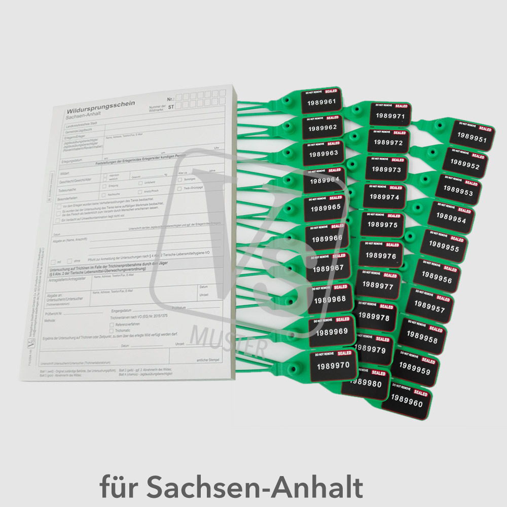 Wildursprungsscheine & Wildmarken Set LSA