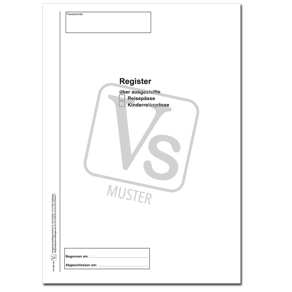 Register über ausgestellte Reisepässe/Kinderreisepässe