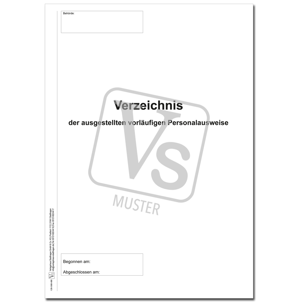 Verzeichnis der ausgestellten vorläufigen Personalausweise