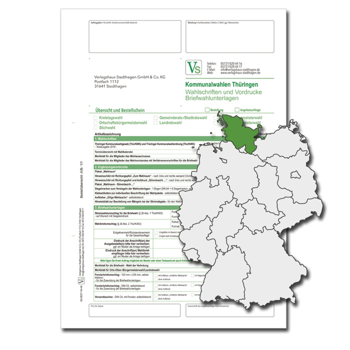 Bestellschein zu den Direktwahlen für Wahlschriften & Vordrucke und Briefwahlunterlagen